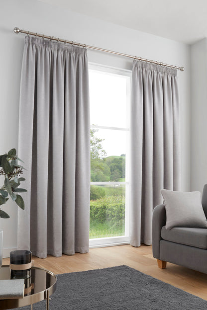 Galaxy Pencil Pleat Curtains in Silver