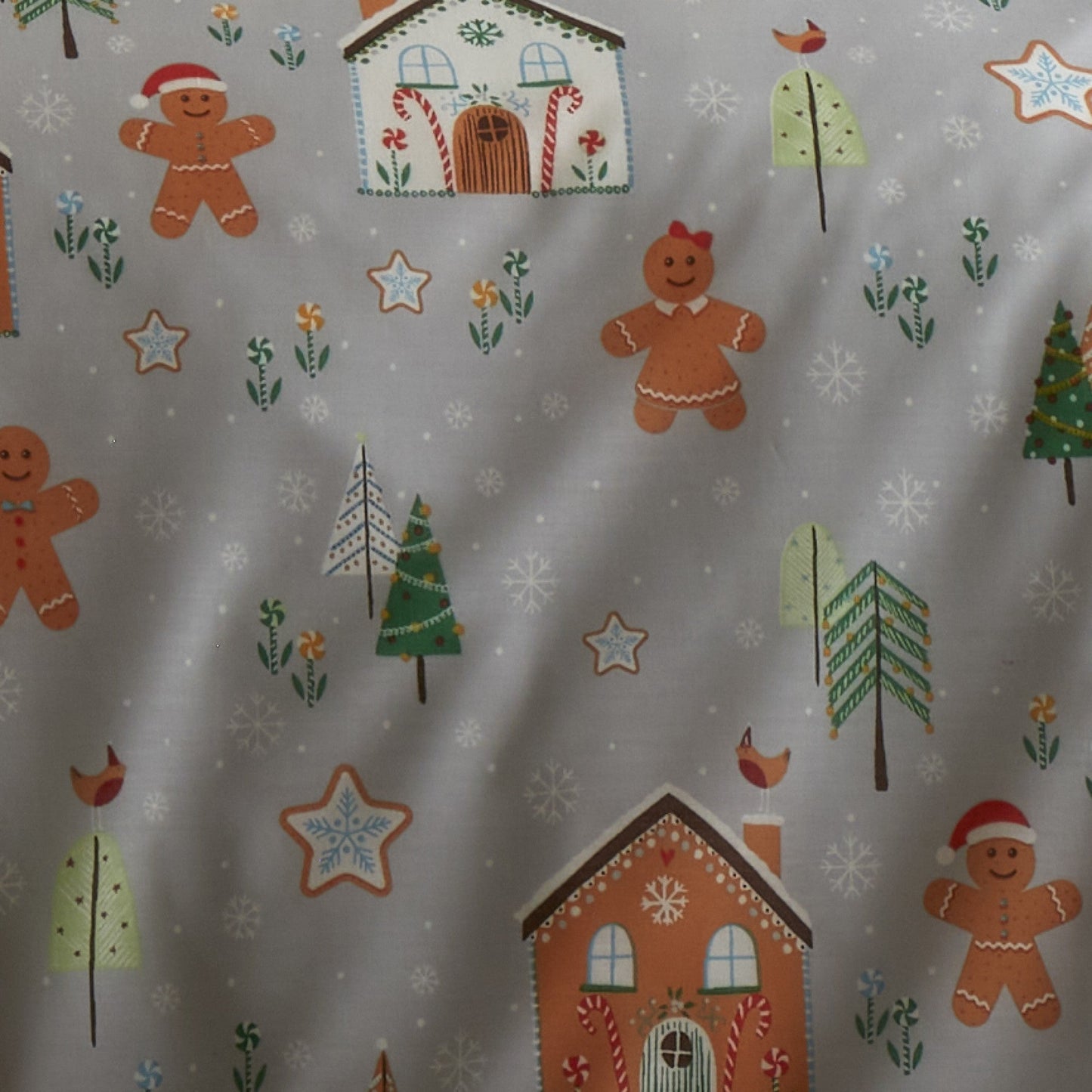 Gingerbread House Christmas Duvet Cover Set in Grey
