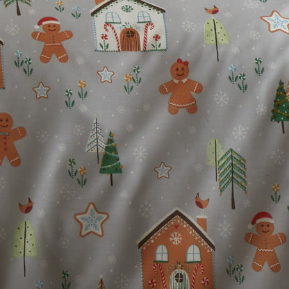 Gingerbread House Christmas Duvet Cover Set in Grey