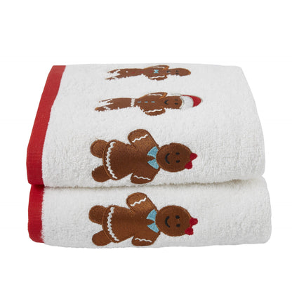 Gingerbread Hand Towel (2 pack) in White