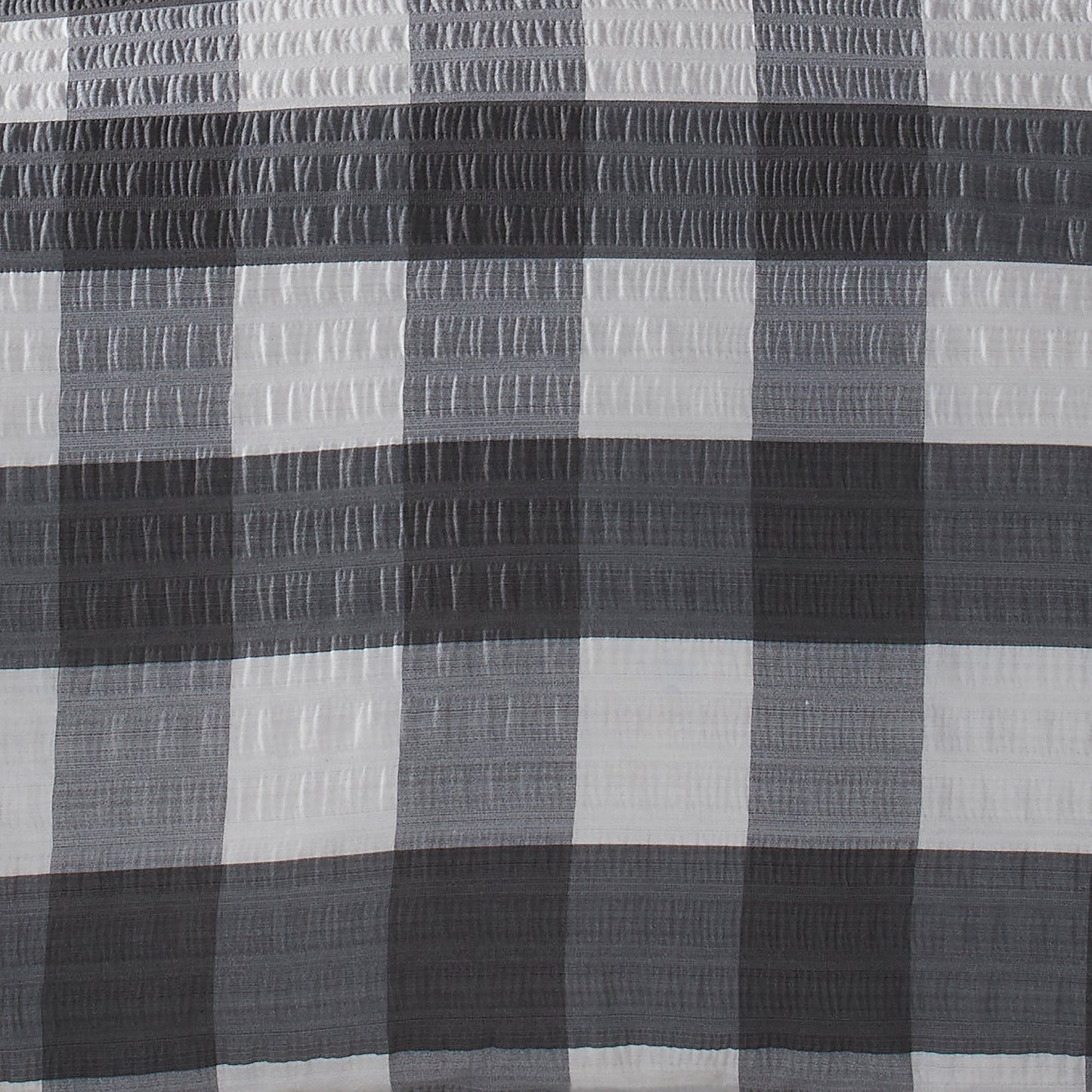 Seersucker Gingham Check Duvet Cover Set in Charcoal