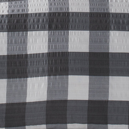 Seersucker Gingham Check Duvet Cover Set in Charcoal