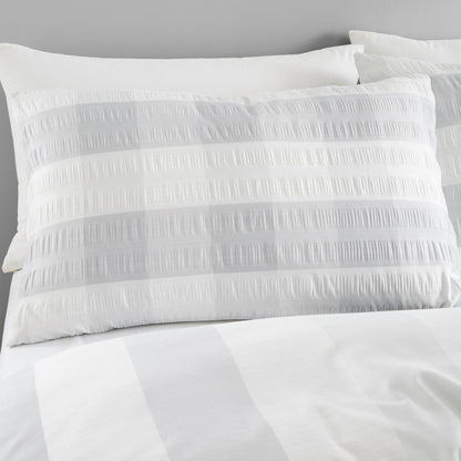 Seersucker Gingham Duvet Cover Set in Silver