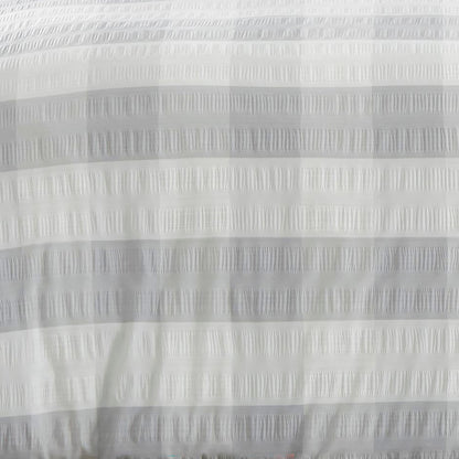 Seersucker Gingham Duvet Cover Set in Silver