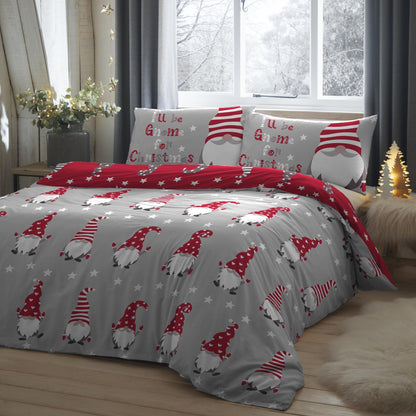 Gnome For Christmas Duvet Cover Set in Silver