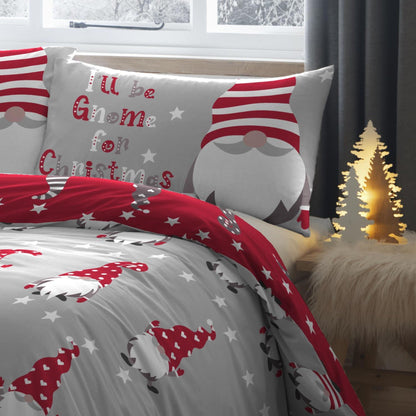 Gnome For Christmas Duvet Cover Set in Silver
