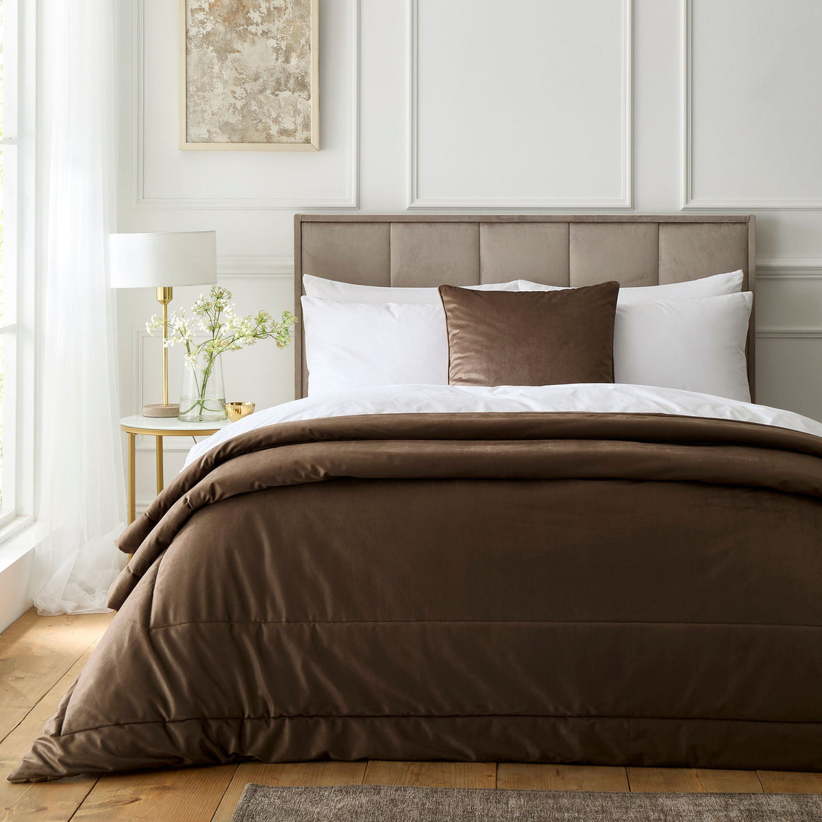 Harlan Velvet Cushion in Chocolate 55 x 55cm