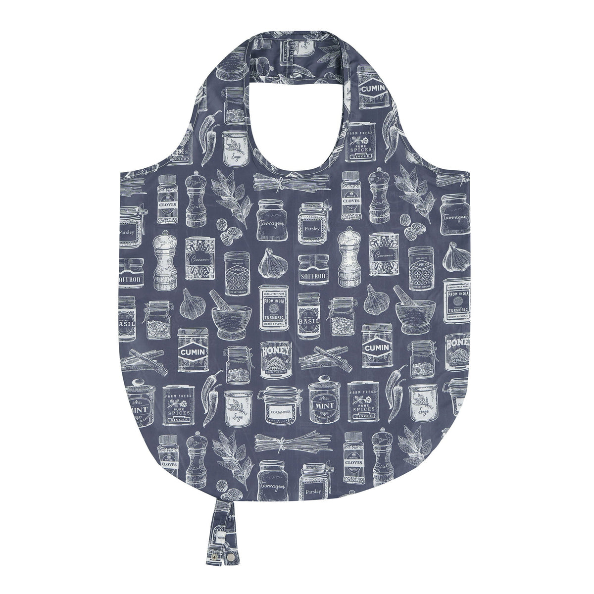 Herbs & Spices Foldable Tote Bag Medium in Grey