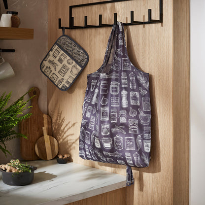 Herbs & Spices Foldable Tote Bag Medium in Grey