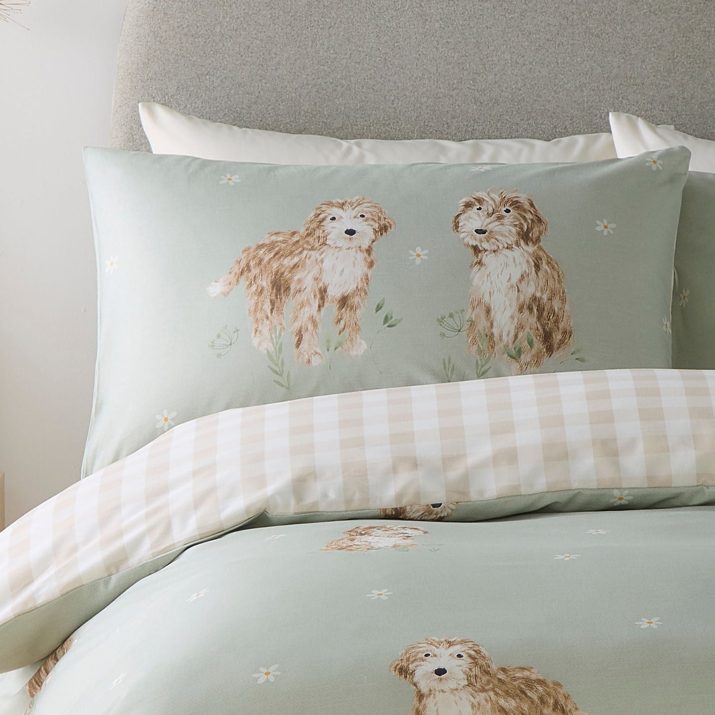 Hattie The Cockapoo Duvet Cover Set in Green