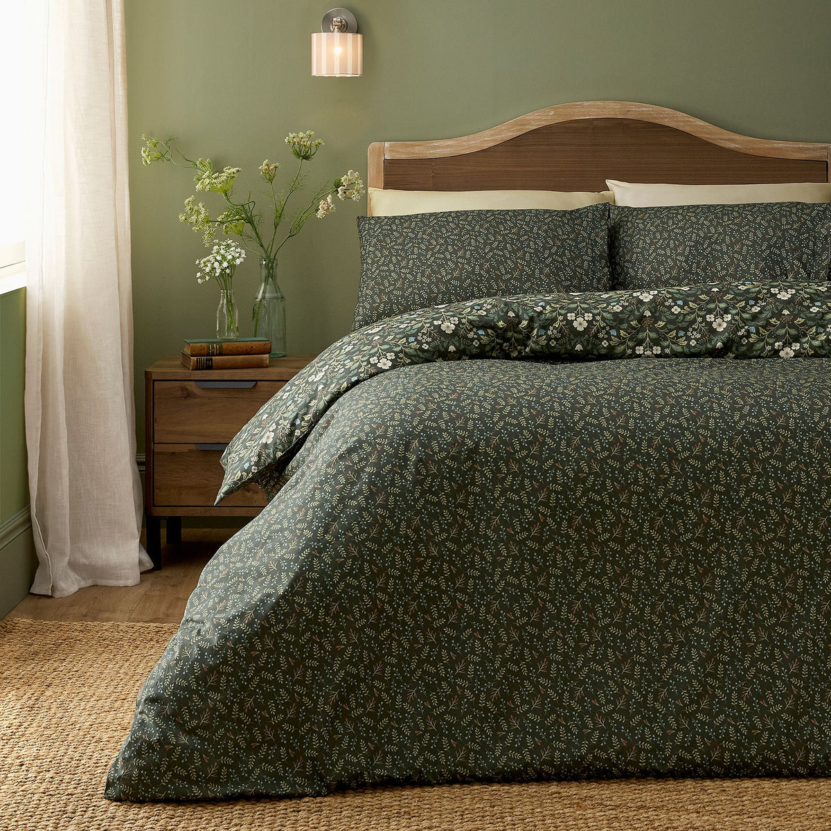Heritage Floral Duvet Cover Set in Green