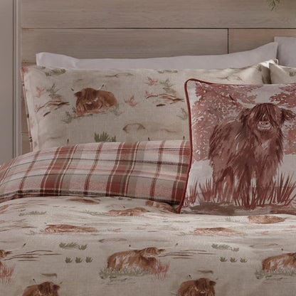 Hanson Highland Cow Duvet Cover Set in Terracotta
