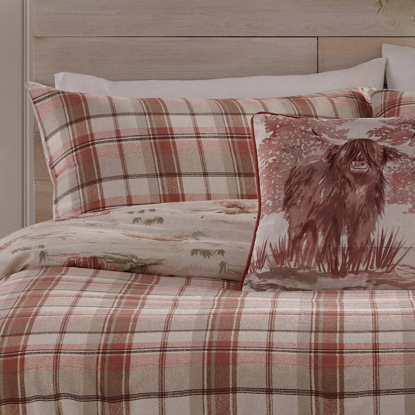 Hanson Highland Cow Duvet Cover Set in Terracotta