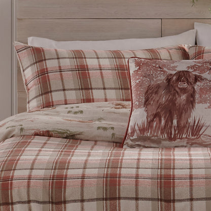 Hanson Highland Cow Duvet Cover Set in Terracotta