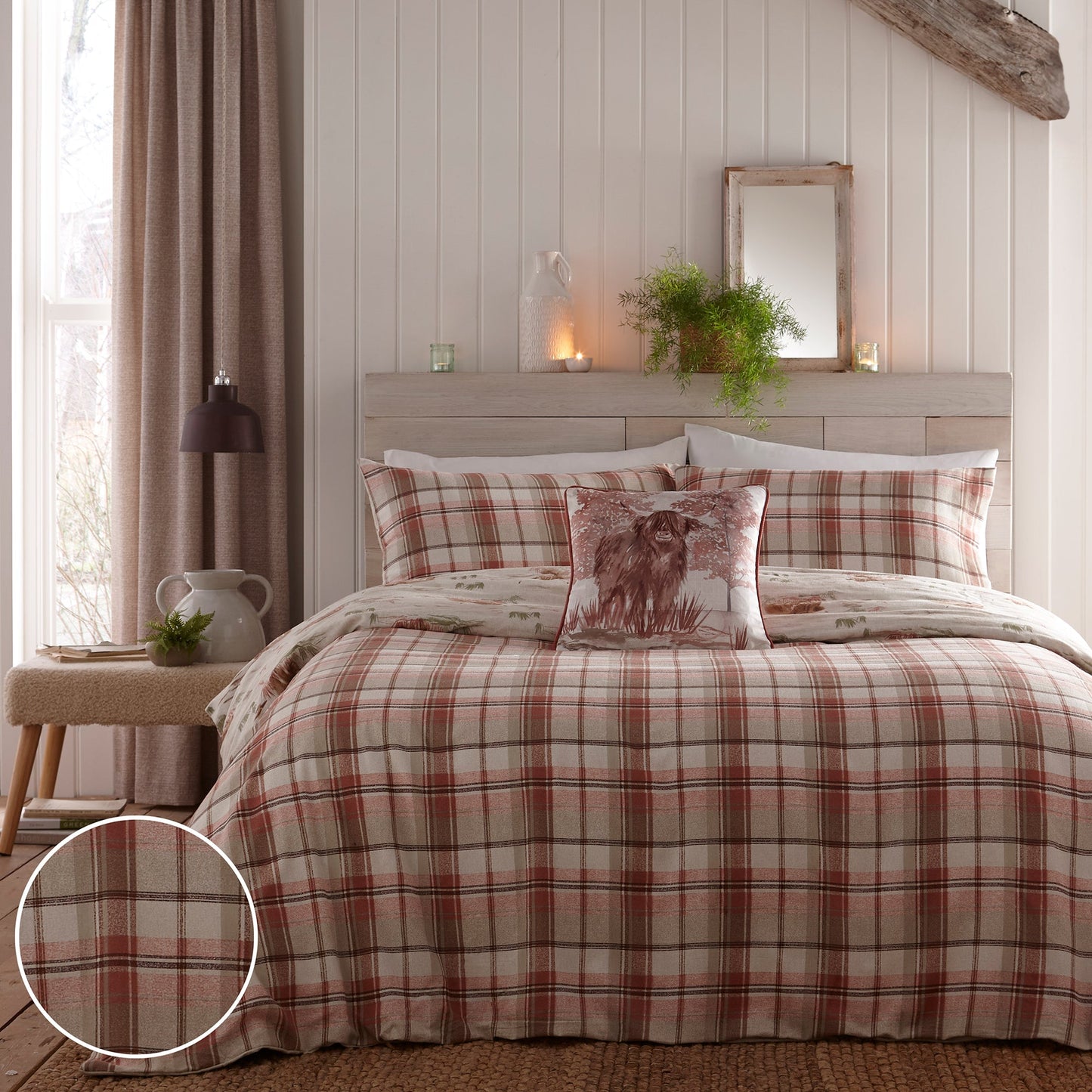 Hanson Highland Cow Duvet Cover Set in Terracotta