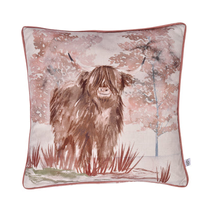 Hanson Highland Cow Cushion in Terracotta