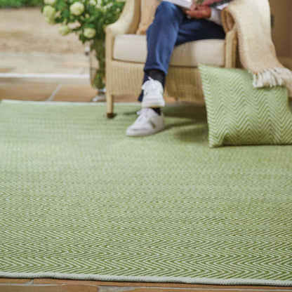 Hug Rug Woven Herringbone Rug Dark Green