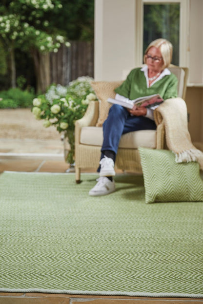 Hug Rug Woven Herringbone Rug Dark Green