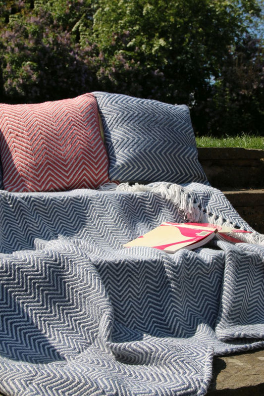 Hug Rug Woven Herringbone Rug Coral Pink