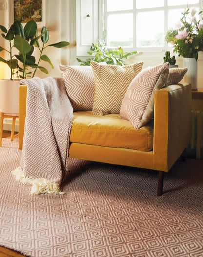 Hug Rug Woven Herringbone Throw Rose
