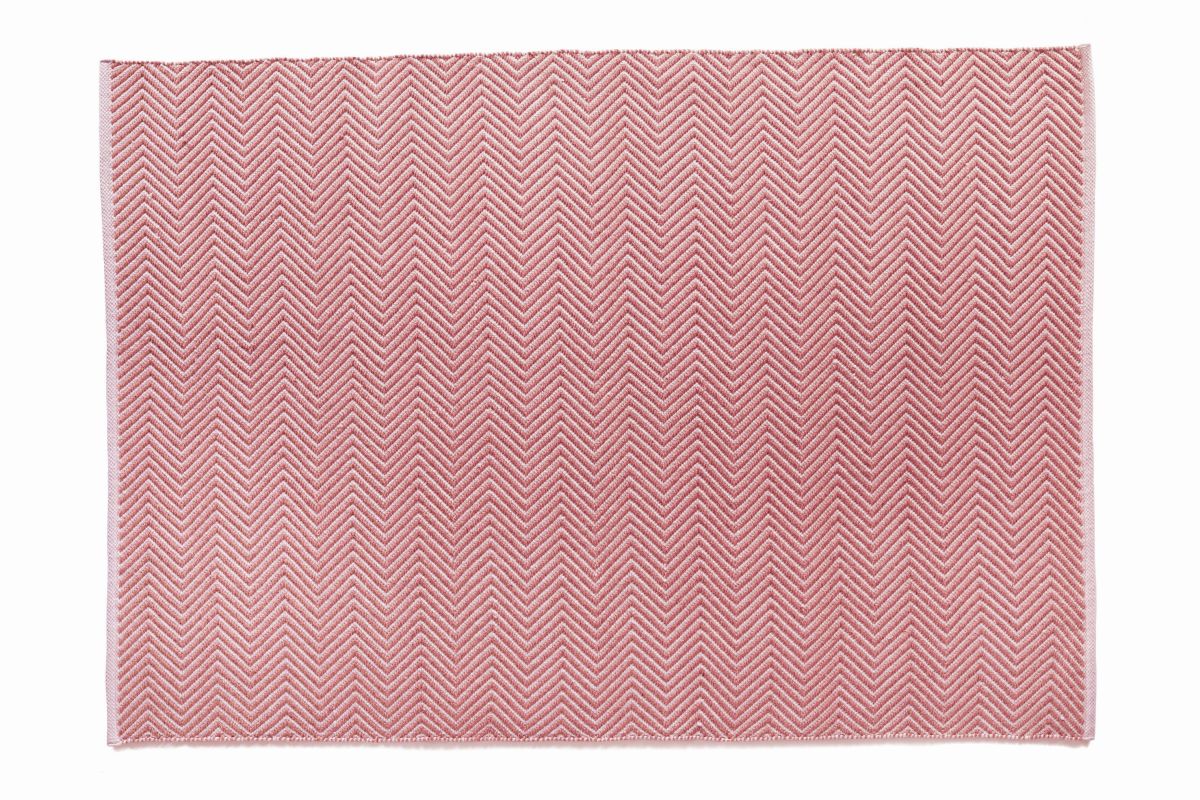 Hug Rug Woven Herringbone Rug Coral Pink