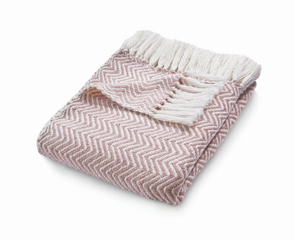 Hug Rug Woven Herringbone Throw Rose