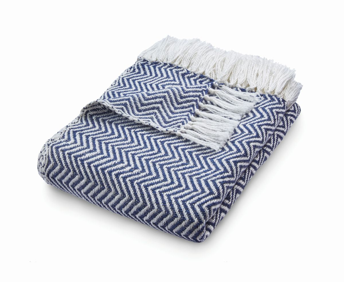 Hug Rug Woven Herringbone Throw Navy