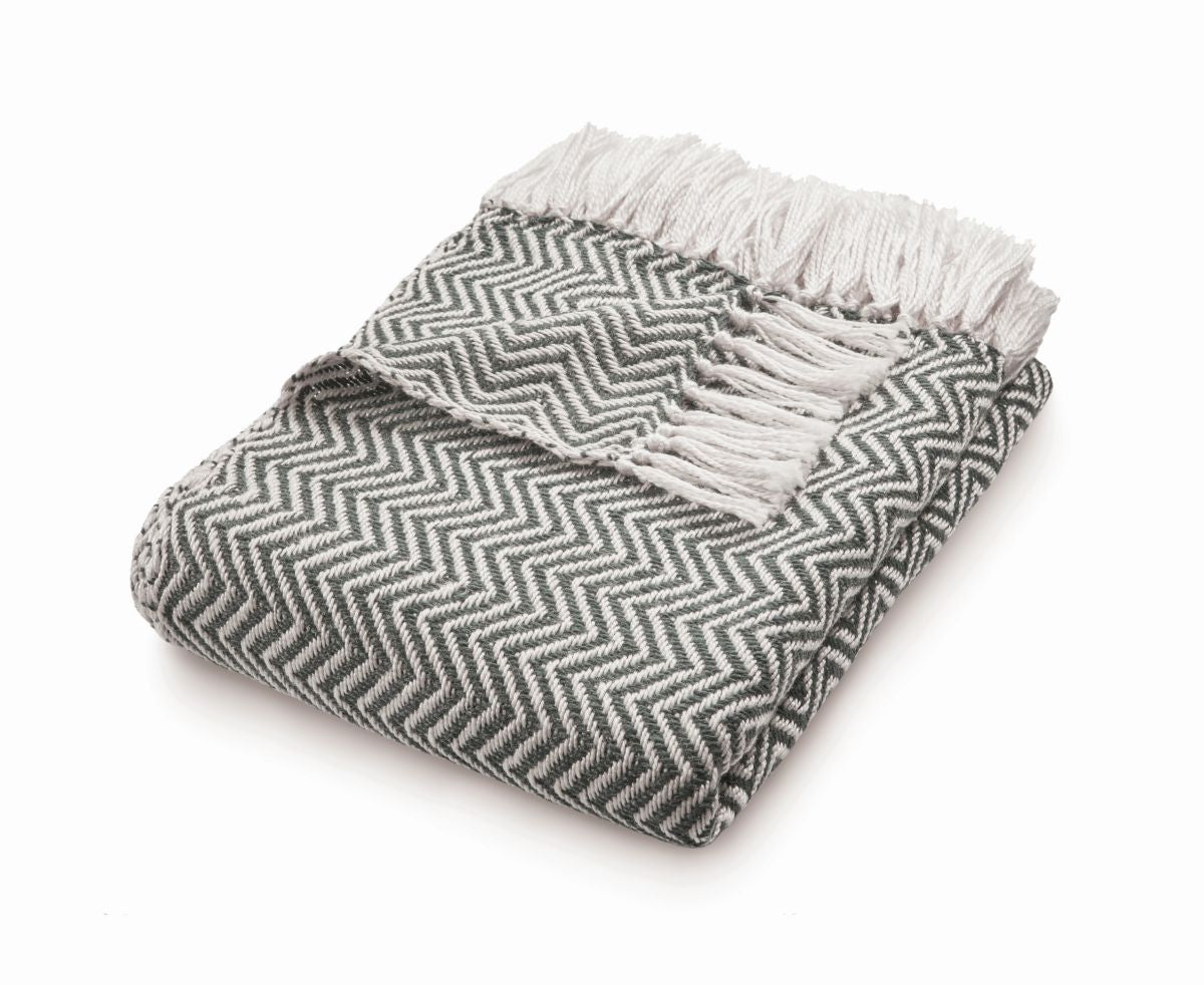 Hug Rug Woven Herringbone Throw Warm Grey