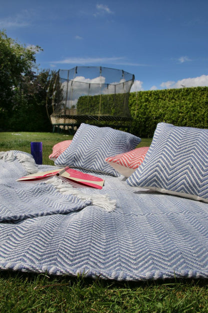 Hug Rug Woven Herringbone Rug Denim Blue