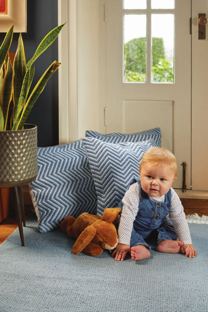 Hug Rug Woven Herringbone Rug Denim Blue