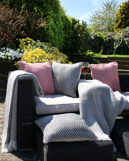 Hug Rug Woven Herringbone Rug Coral Pink