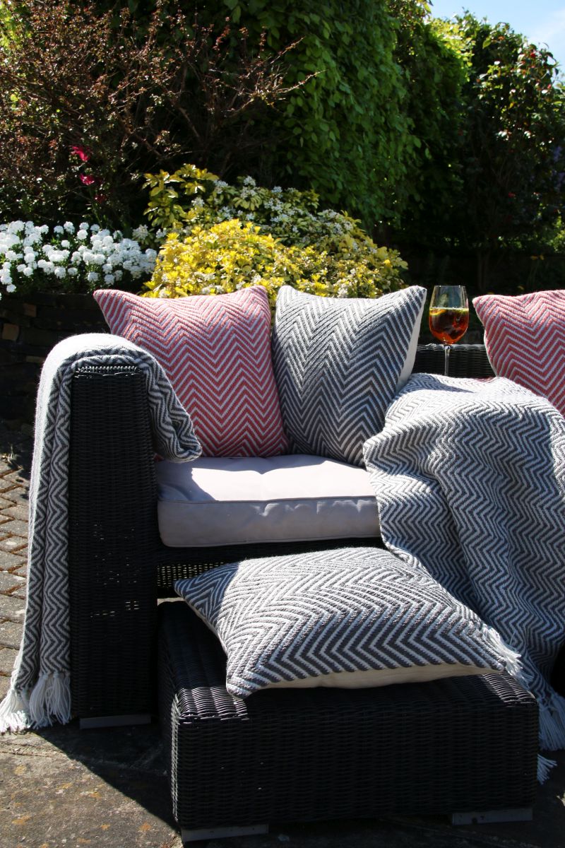 Hug Rug Woven Herringbone Rug Coral Pink