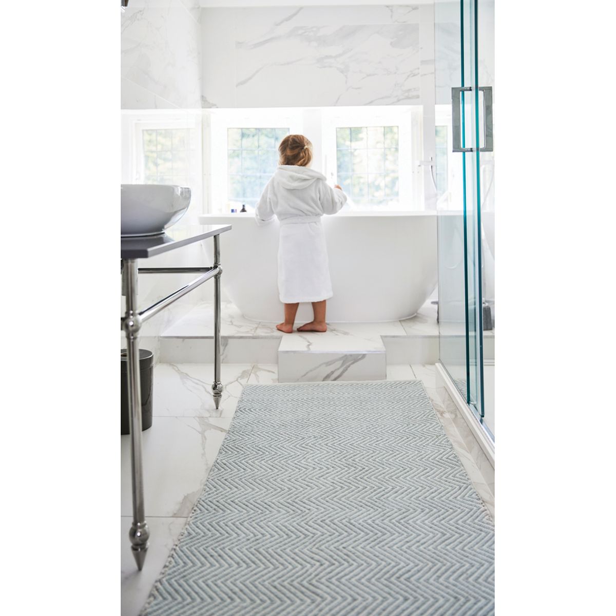 Hug Rug Woven Herringbone Rug Sky Grey