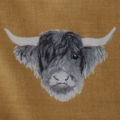 Highland Cow Duvet Cover Set in Ochre