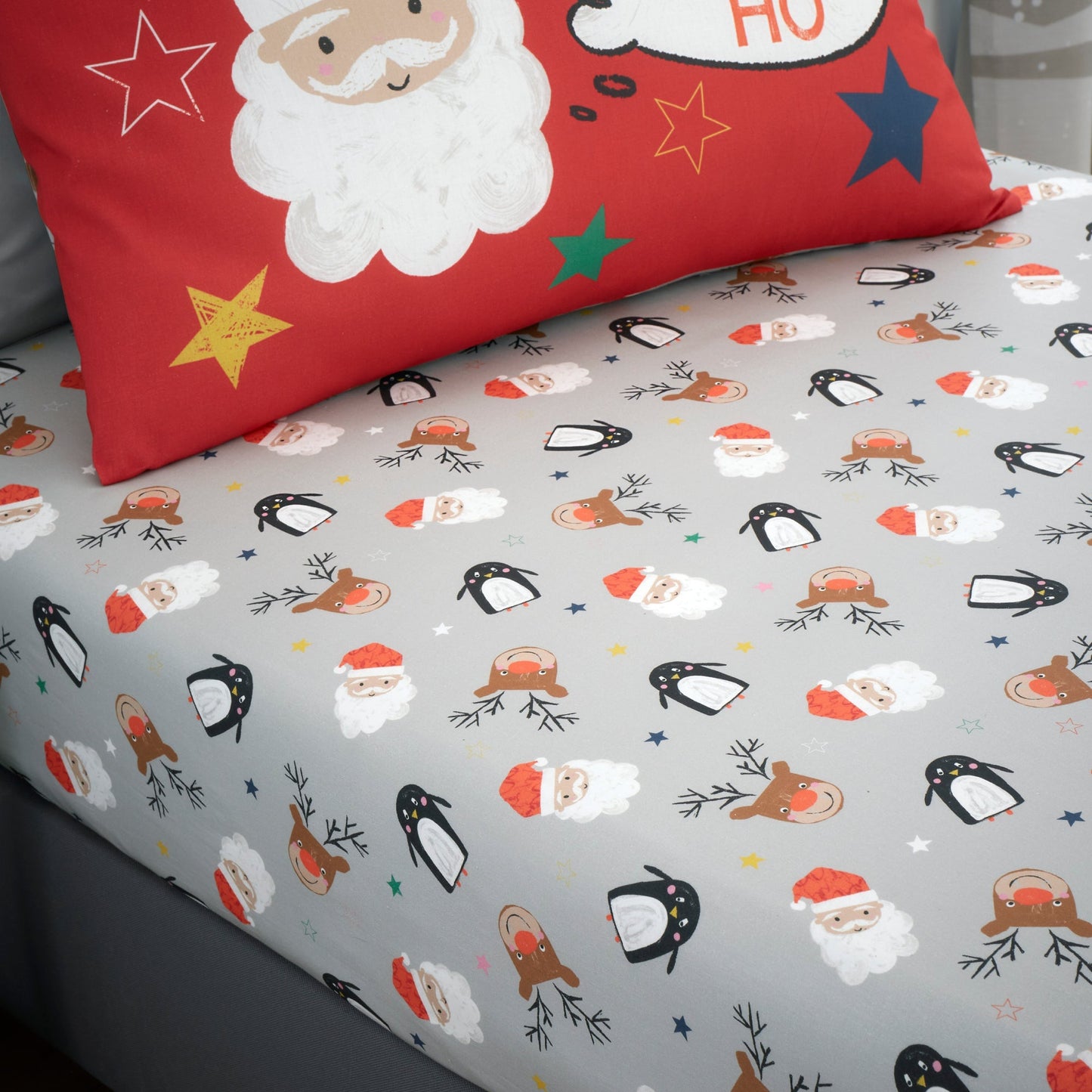 Ho Ho Ho Christmas Deep Fitted Bed Sheet in Red