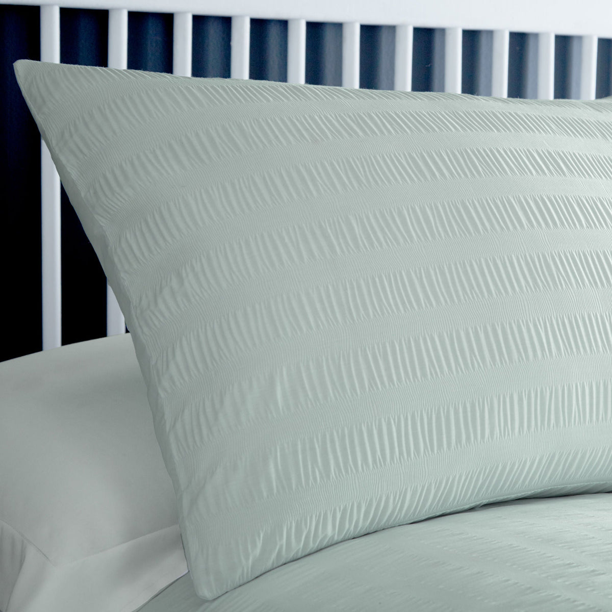 Honley Seersucker Duvet Cover Set in Duck Egg
