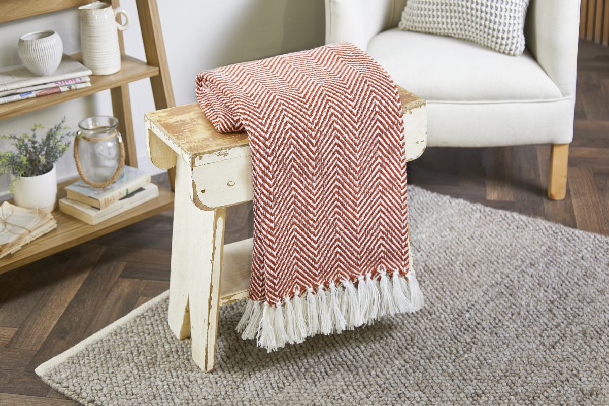 Hug Rug Woven Herringbone Rug Rust