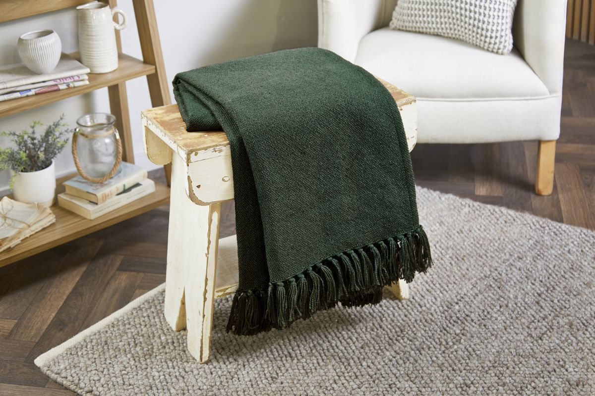 Hug Rug Woven Diamond Rug Dark Green