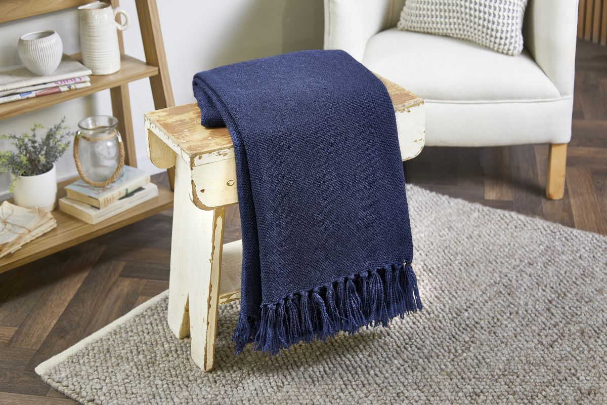 Hug Rug Woven Diamond Throw Navy