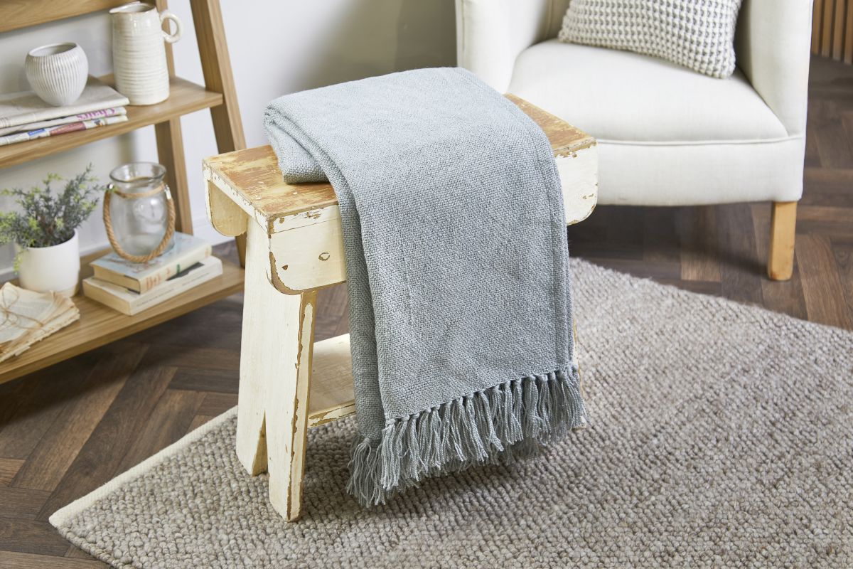 Hug Rug Woven Diamond Throw Sky Grey