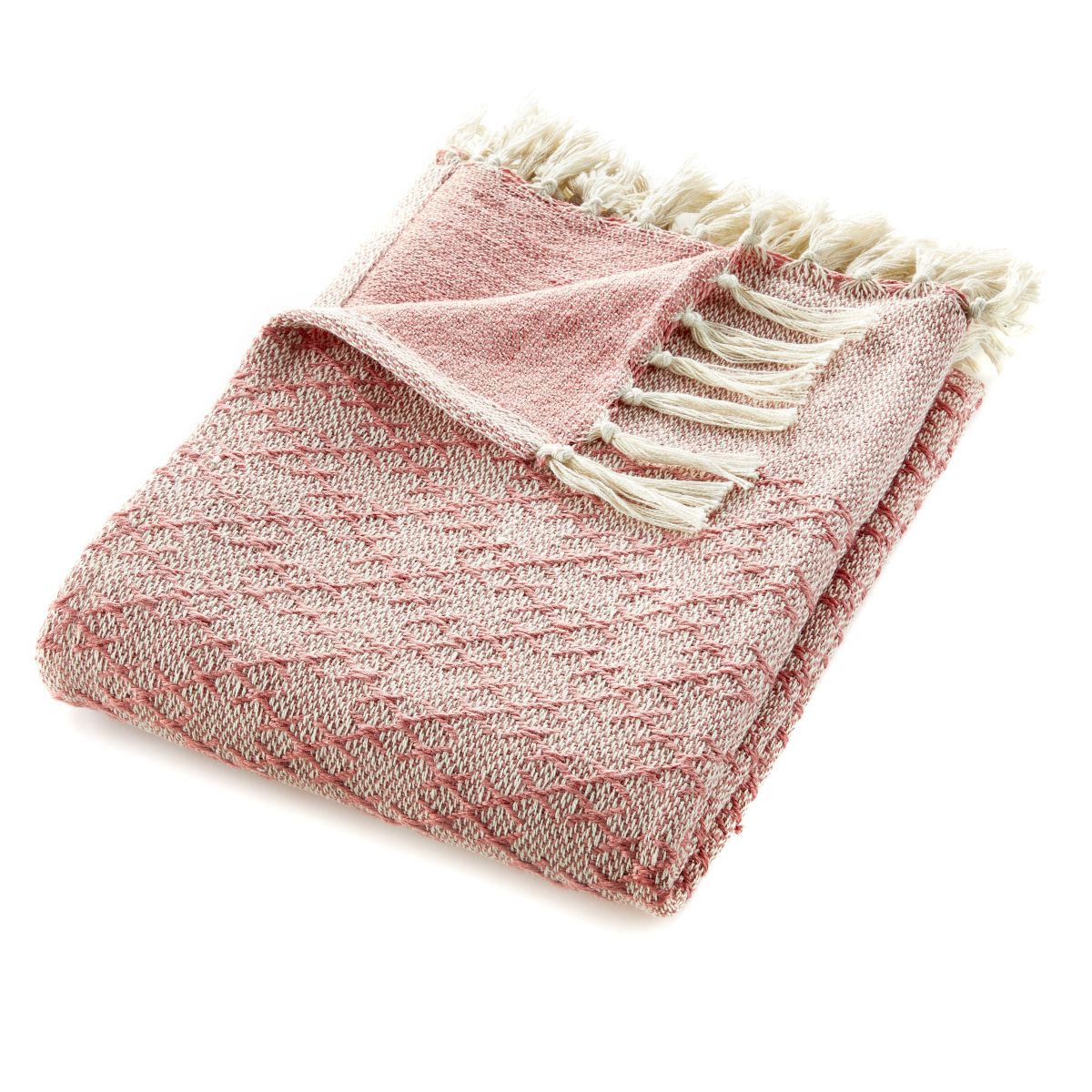 Hug Rug Woven Diamond Throw Coral Pink