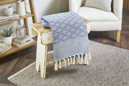 Hug Rug Woven Trellis Throw Denim Blue