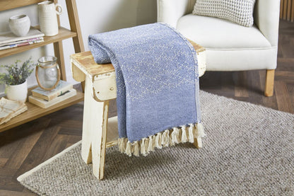 Hug Rug Woven Trellis Throw Denim Blue