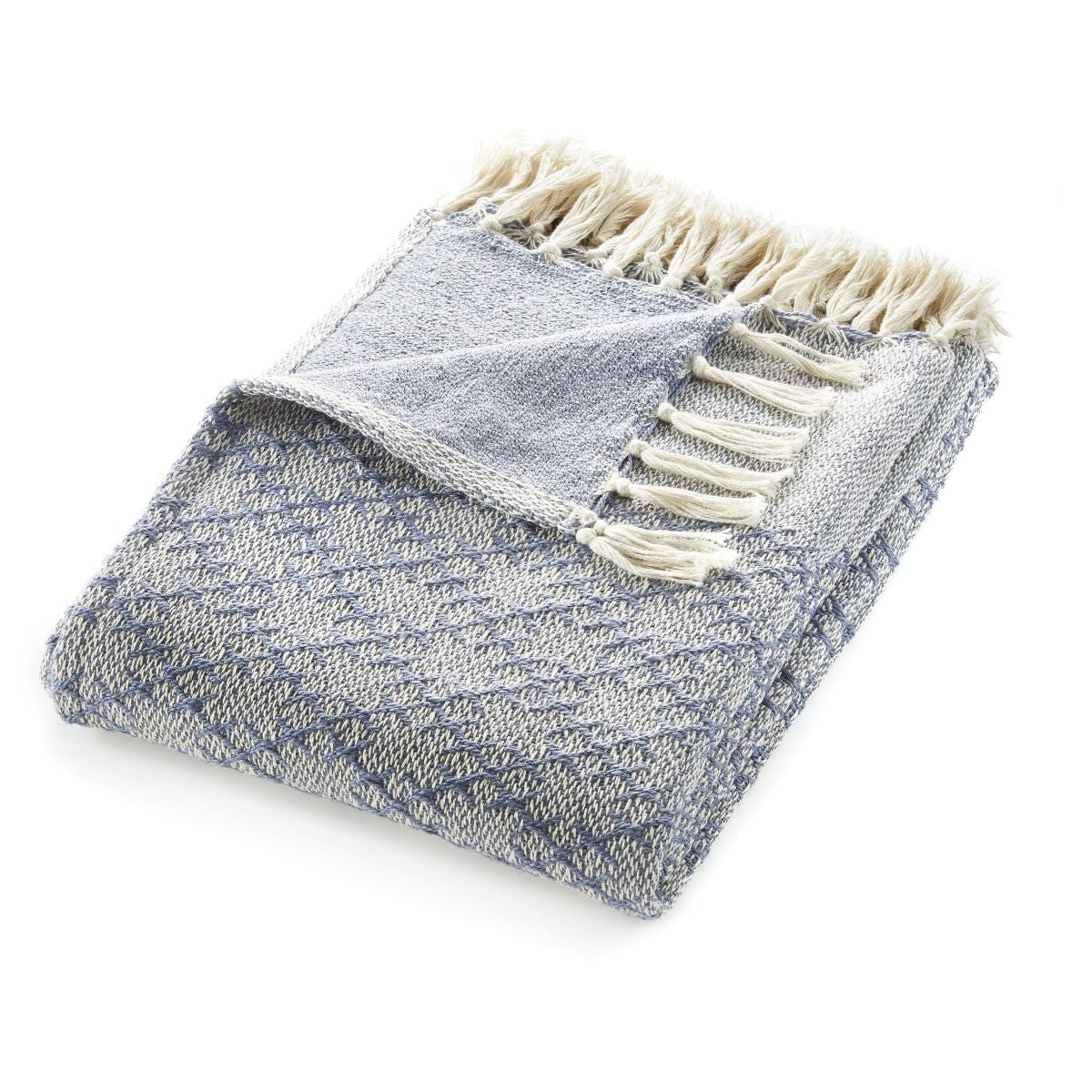 Hug Rug Woven Trellis Throw Denim Blue