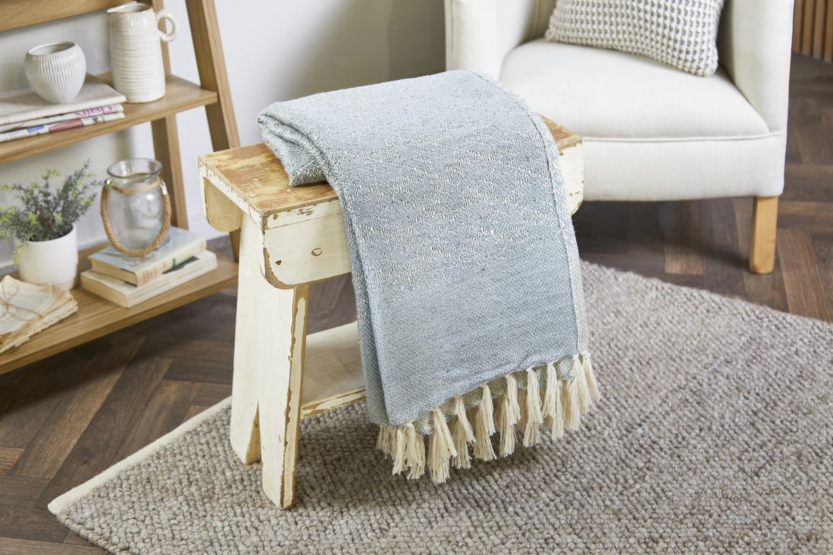 Hug Rug Woven Diamond Throw Sky Grey