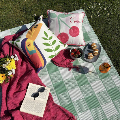 Gingham Outdoor Rug in Green