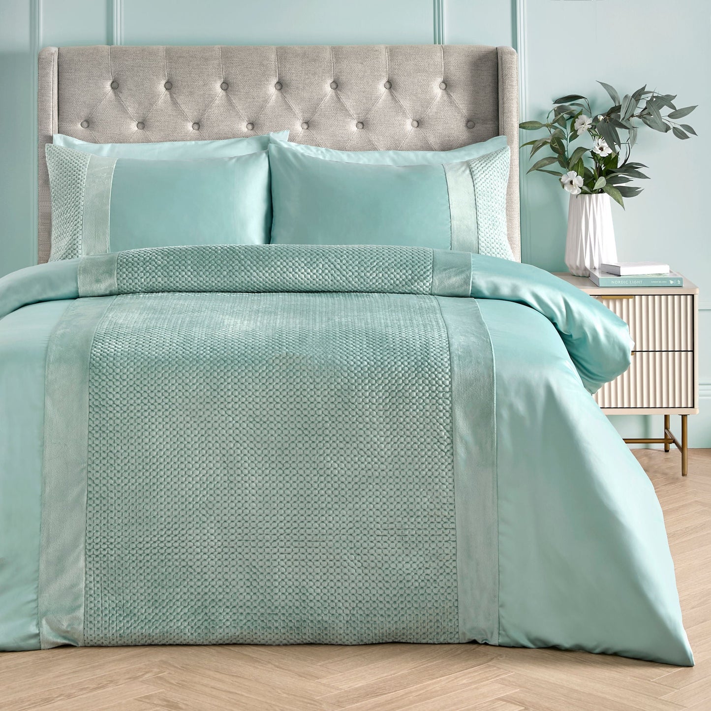 Iras Duvet Cover Set in Duck Egg