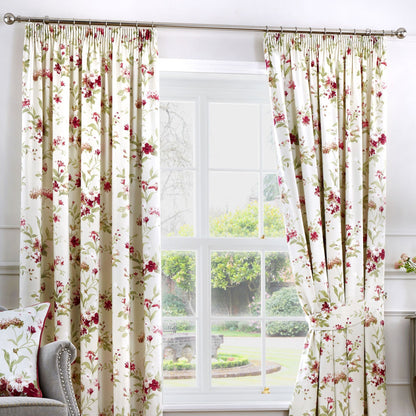 Jeannie Pencil Pleat Curtains in Red