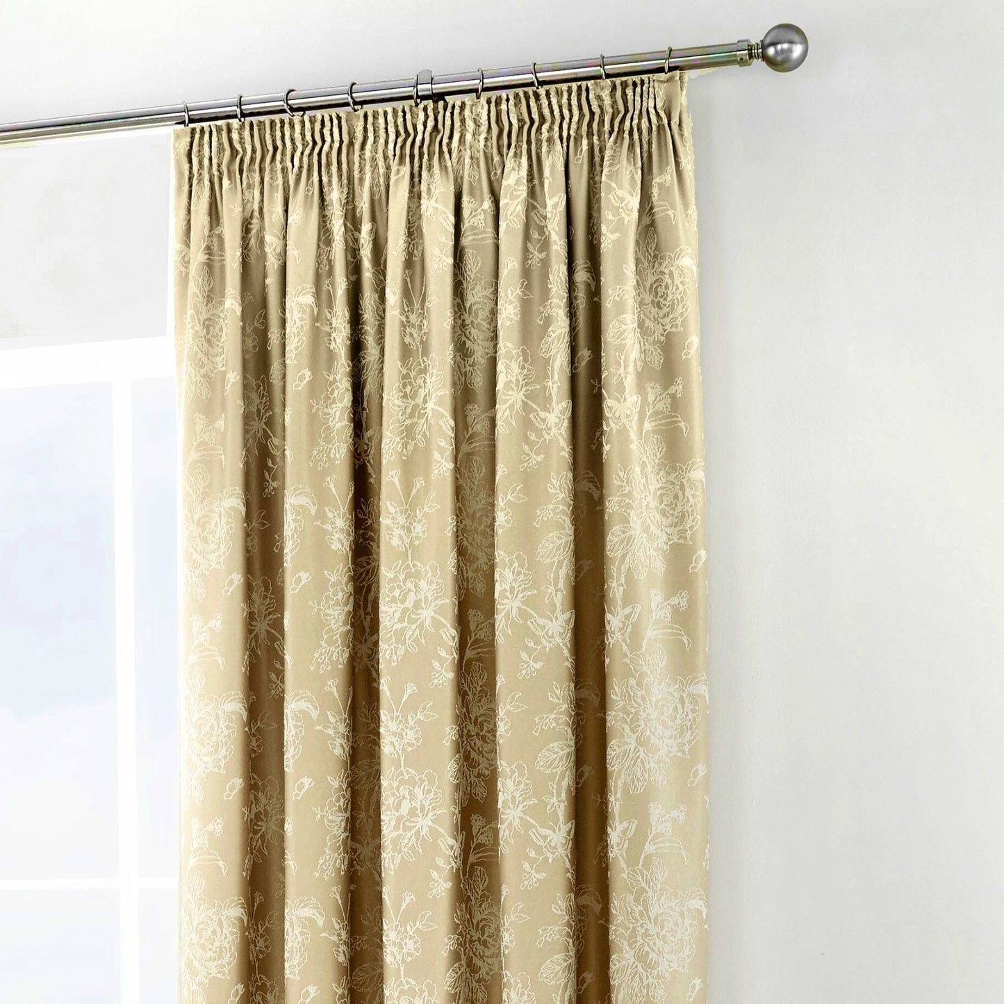 Jasmine Pencil Pleat Curtains in Champagne
