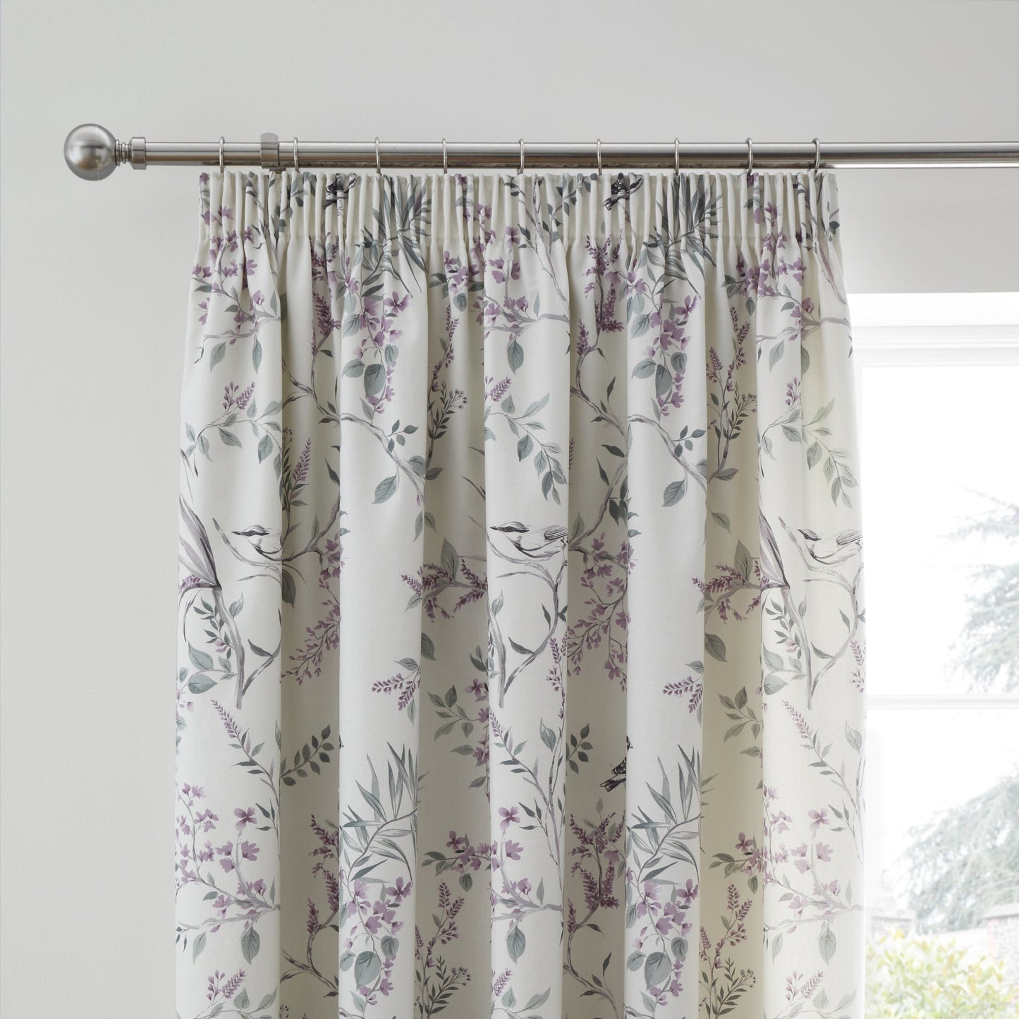 Jazmine Pencil Pleat Curtains in Heather